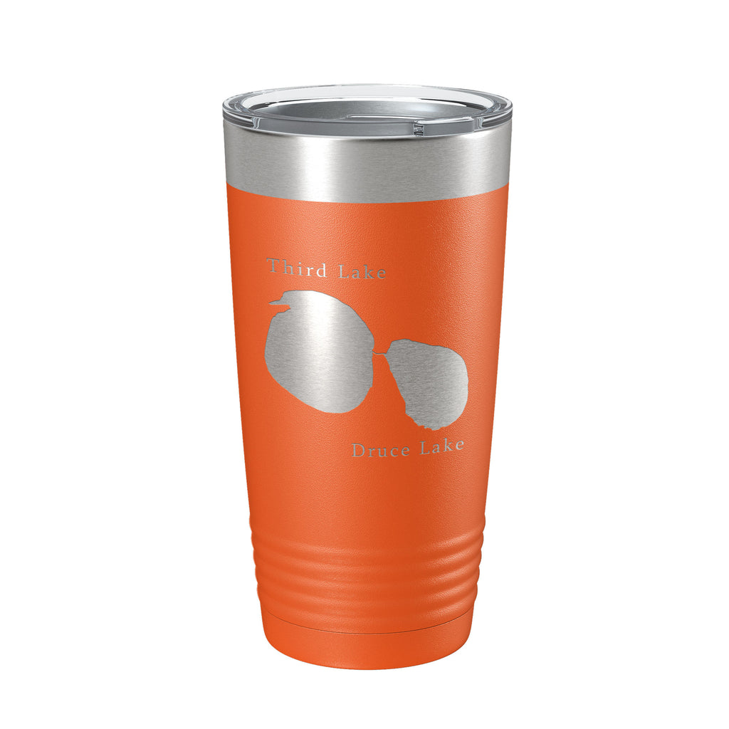 Third and Druce Lakes Map Tumbler Travel Mug Insulated Laser Engraved Coffee Cup Mill Creek Illinois 20 oz