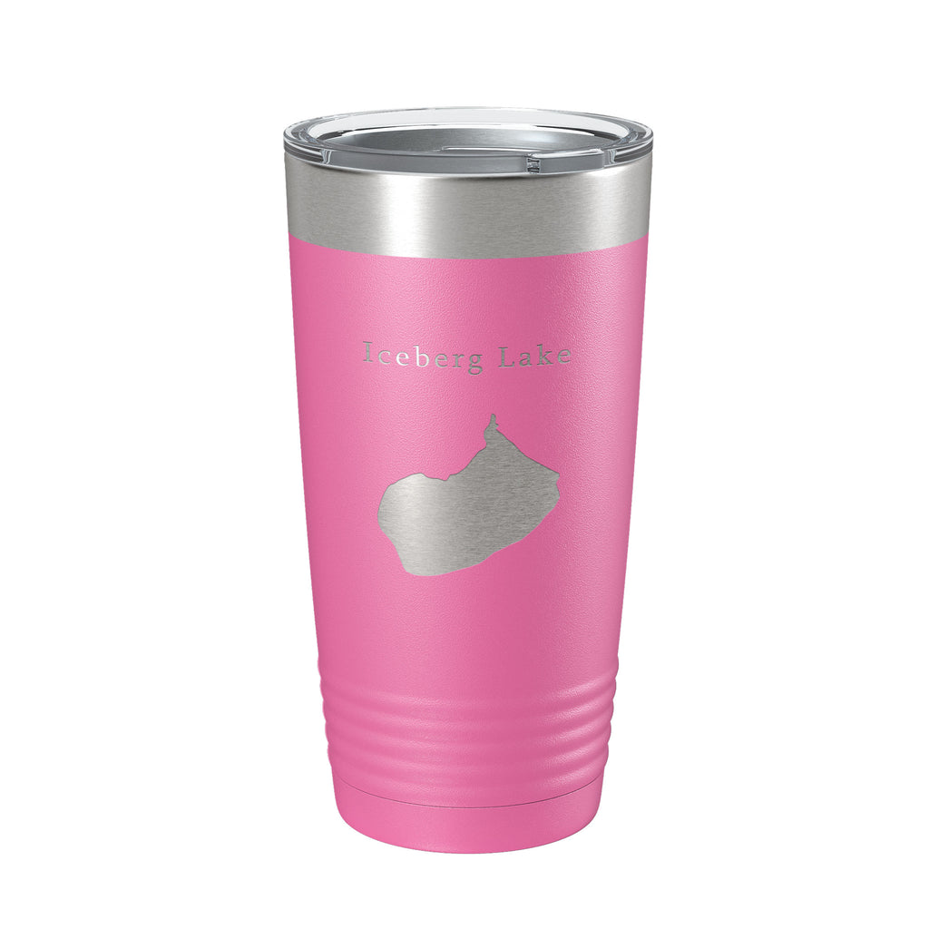 Iceberg Lake Map Tumbler Travel Mug Insulated Laser Engraved Coffee Cup Montana 20 oz