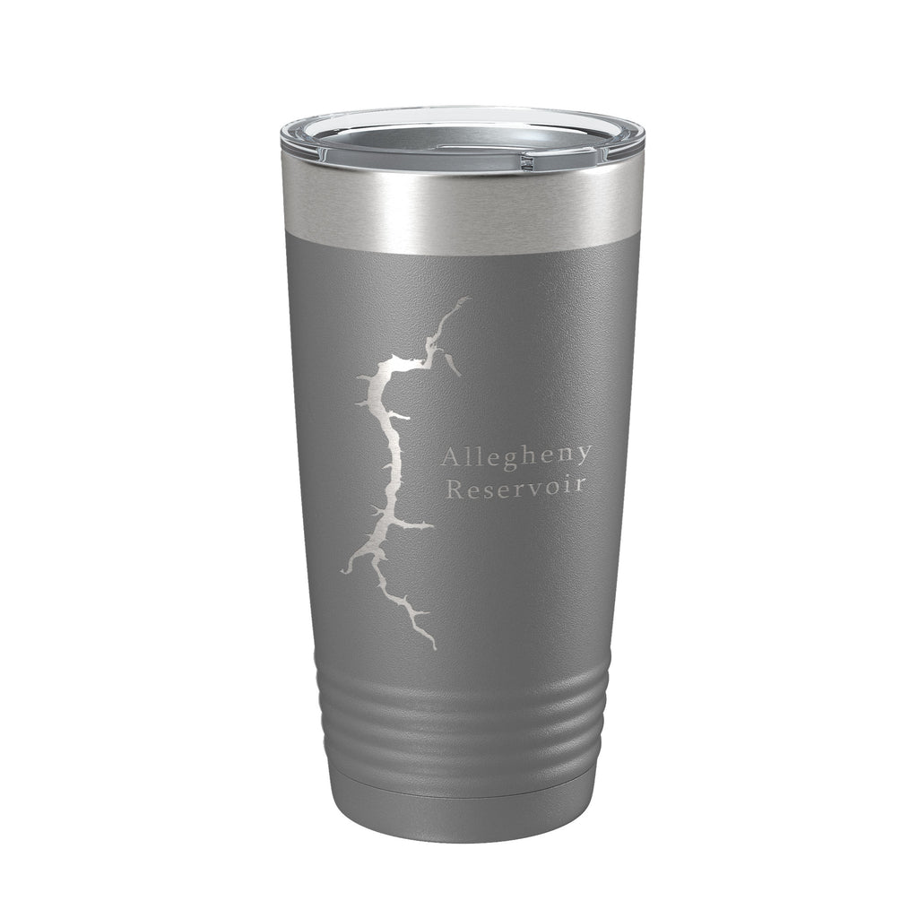 Allegheny Reservoir Tumbler Lake Map Travel Mug Insulated Laser Engraved Coffee Cup Pennsylvania 20 oz