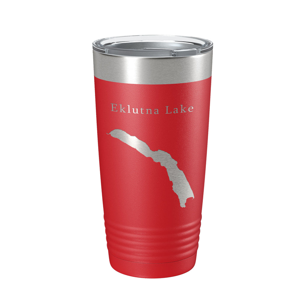 Eklutna Lake Map Tumbler Travel Mug Insulated Laser Engraved Coffee Cup Alaska 20 oz