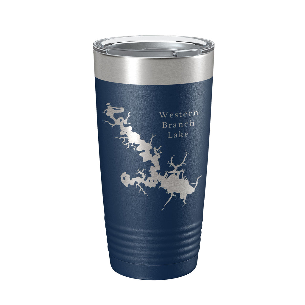 Western Branch Lake Reservoir Map Tumbler Travel Mug Insulated Laser Engraved Coffee Cup Suffolk Virginia 20 oz