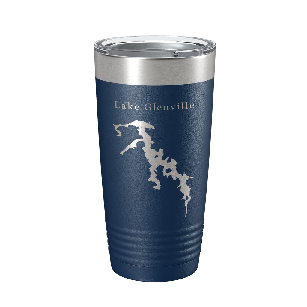 Lake Glenville Map Tumbler Travel Mug Insulated Laser Engraved Coffee Cup North Carolina 20 oz