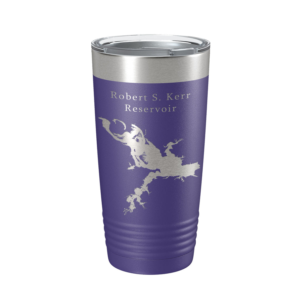 Robert S. Kerr Reservoir Tumbler Lake Map Travel Mug Insulated Laser Engraved Coffee Cup Oklahoma 20 oz