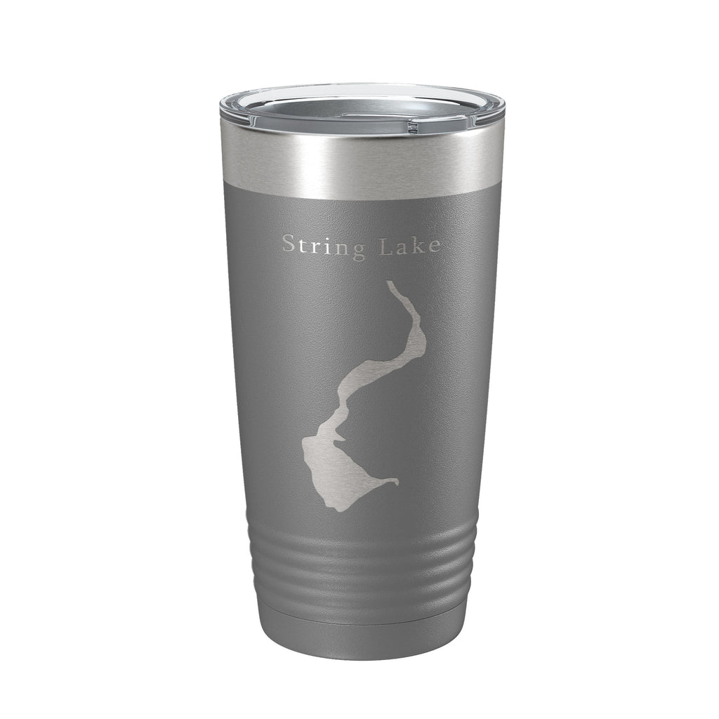 String Lake Map Tumbler Travel Mug Insulated Laser Engraved Coffee Cup Grand Teton Wyoming 20 oz