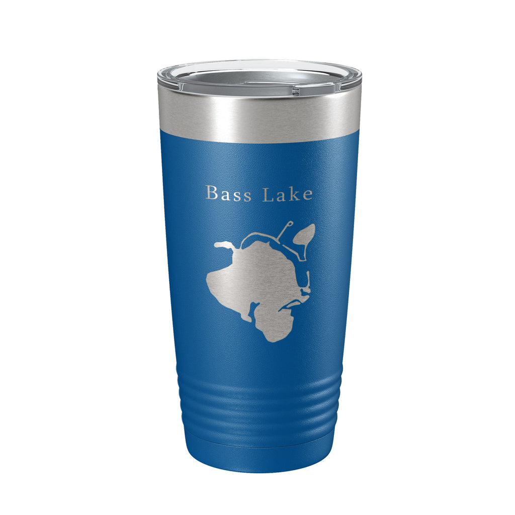Bass Lake Map Tumbler Travel Mug Insulated Laser Engraved Coffee Cup Hamburg Township Huron River Chain of Lakes Michigan 20 oz