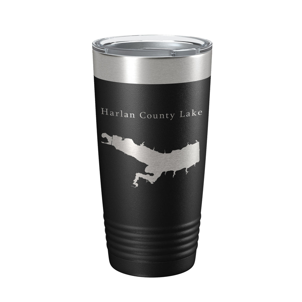 Harlan County Lake Map Tumbler Travel Mug Insulated Laser Engraved Coffee Cup Nebraska 20 oz