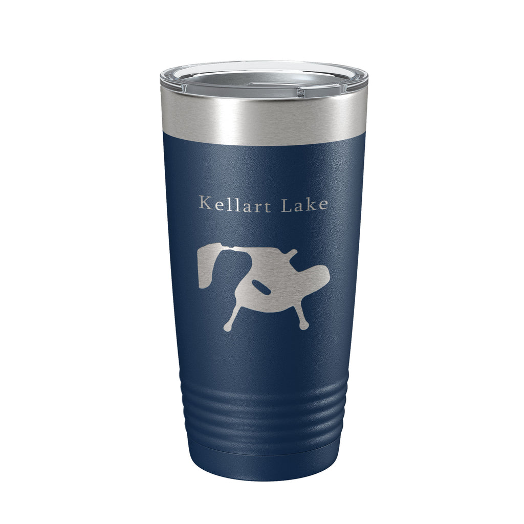 Kellart Lake Map Tumbler Travel Mug Insulated Laser Engraved Coffee Cup Illinois 20 oz