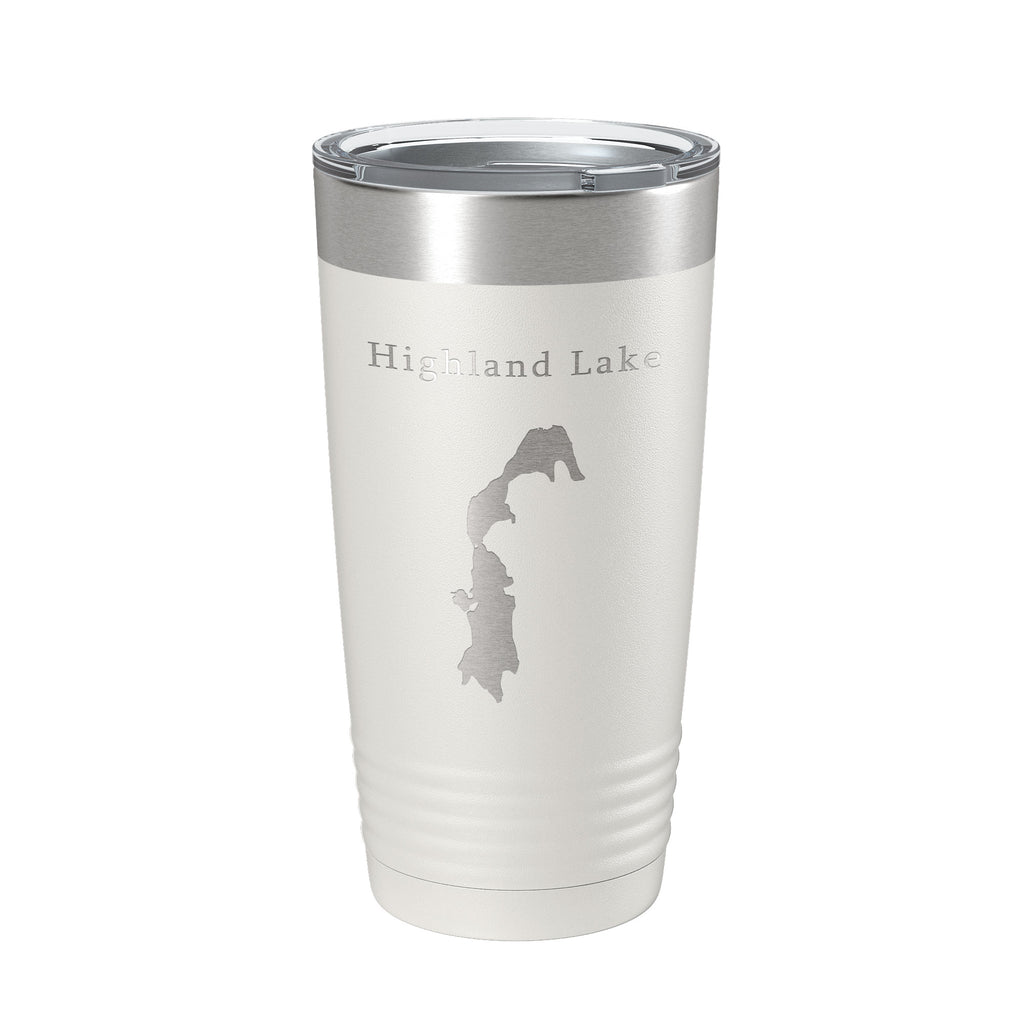 Highland Lake Map Tumbler Travel Mug Insulated Laser Engraved Coffee Cup Connecticut 20 oz