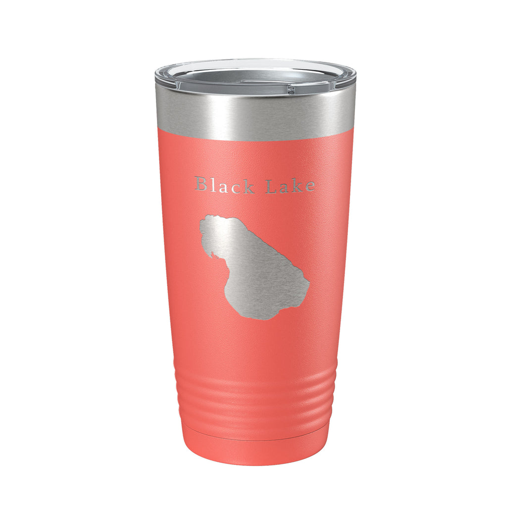 Black Lake Map Tumbler Travel Mug Insulated Laser Engraved Coffee Cup Michigan 20 oz