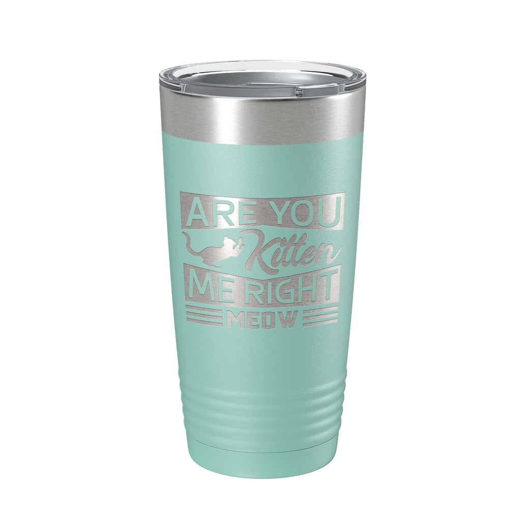Are You Kitten Me Right Meow Tumbler Travel Mug Funny Cat Lover Gift Insulated Laser Engraved Coffee Cup 20 oz