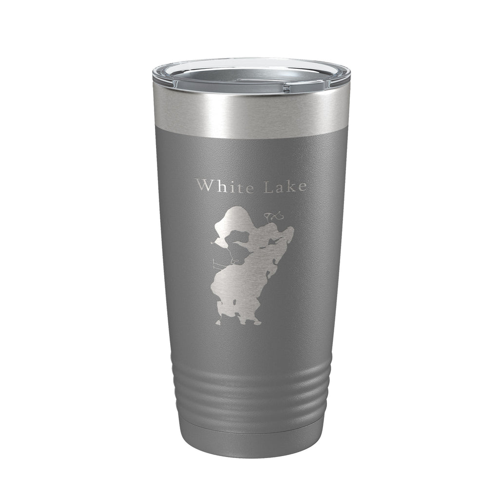 White Lake Map Tumbler Travel Mug Insulated Laser Engraved Coffee Cup Michigan 20 oz
