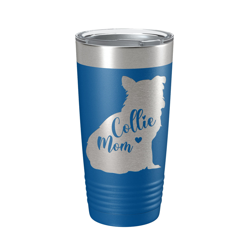 Collie Mom Tumbler Dog Travel Mug Gift Insulated Laser Engraved Coffee Cup 20 oz