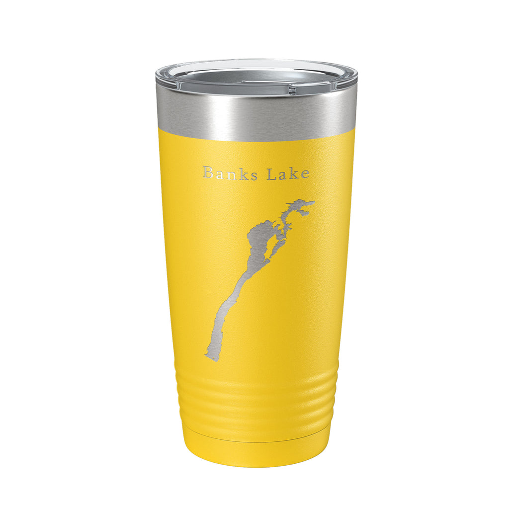 Banks Lake Map Tumbler Travel Mug Insulated Laser Engraved Coffee Cup Washington 20 oz