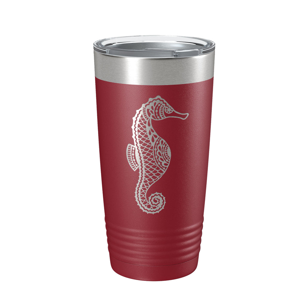 Seahorse Tumbler Zentangle Travel Mug Insulated Laser Engraved Coffee Cup 20 oz