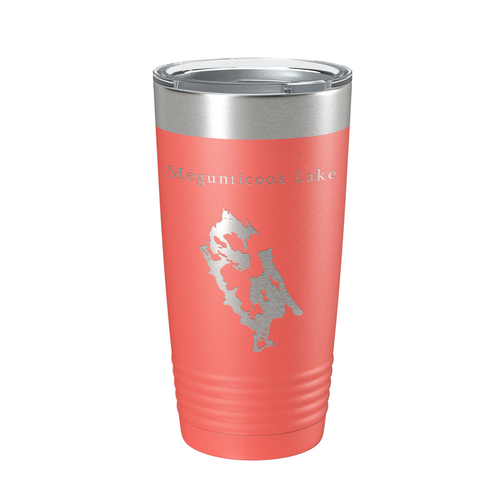 Megunticook Lake Map Tumbler Travel Mug Insulated Laser Engraved Coffee Cup Maine 20 oz