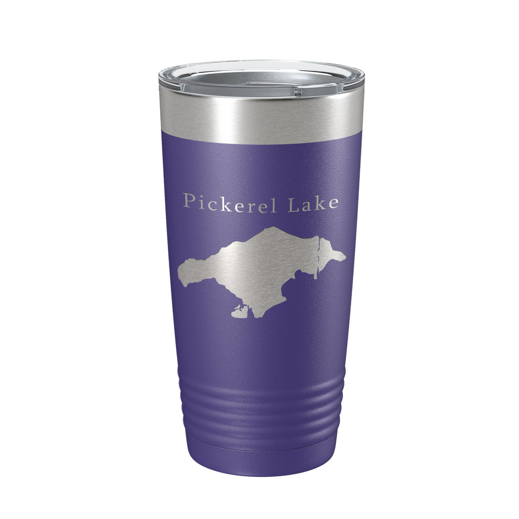 Pickerel Lake Map Tumbler Travel Mug Insulated Laser Engraved Coffee Cup Michigan 20 oz