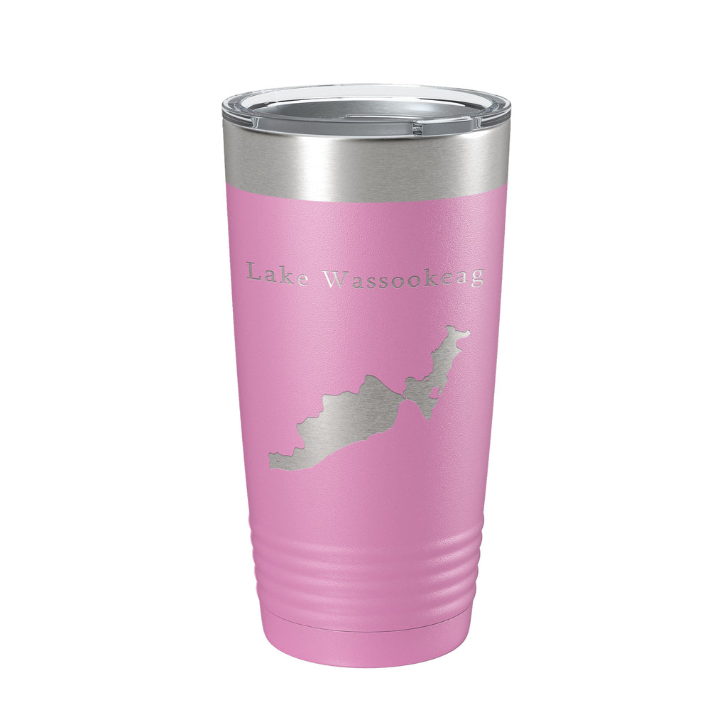 Lake Wassookeag Map Tumbler Travel Mug Insulated Laser Engraved Coffee Cup Maine 20 oz