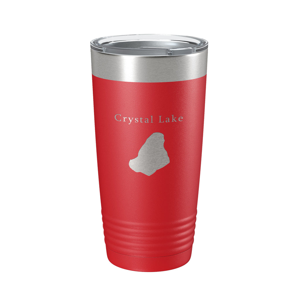 Crystal Lake Map Tumbler Travel Mug Insulated Laser Engraved Coffee Cup Massachusetts 20 oz