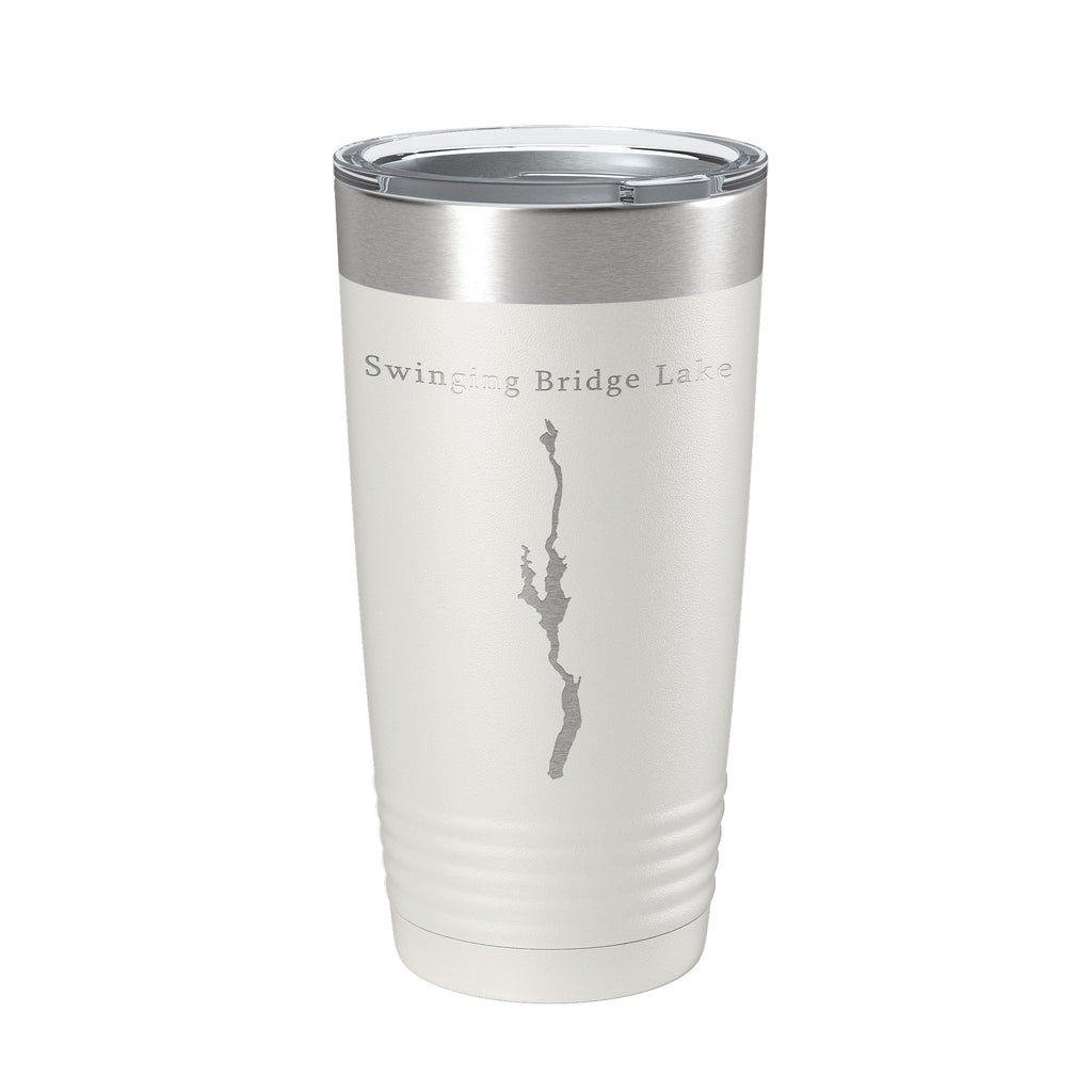 Swinging Bridge Lake Map Tumbler Travel Mug Insulated Laser Engraved Coffee Cup New York 20 oz