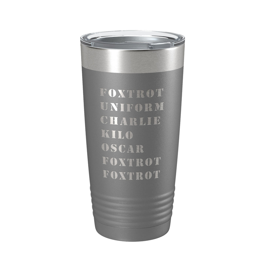 Funny Military Alphabet Tumbler Foxtrot Off Travel Mug Great Gift Idea For Military Veteran Tactical Novelty Insulated Laser Engraved NATO Phonetic Alphabet Coffee Cup 20 oz