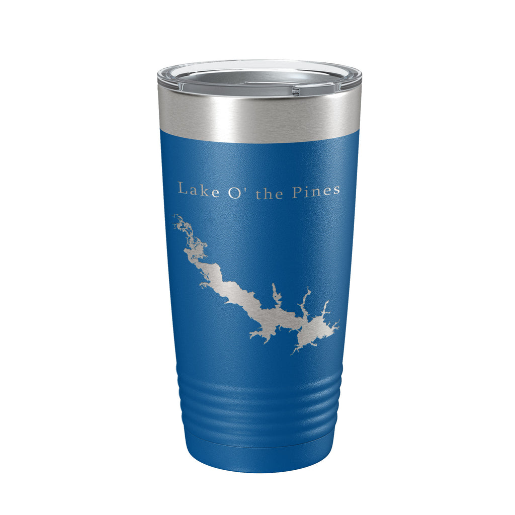 Lake O' the Pines Map Tumbler Travel Mug Insulated Laser Engraved Coffee Cup Texas 20 oz