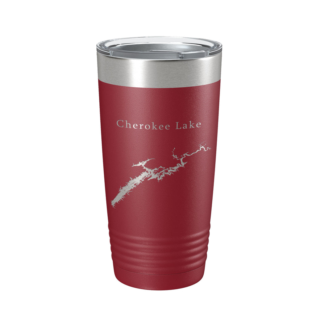 Cherokee Lake Map Tumbler Travel Mug Insulated Laser Engraved Coffee Cup Tennessee 20 oz