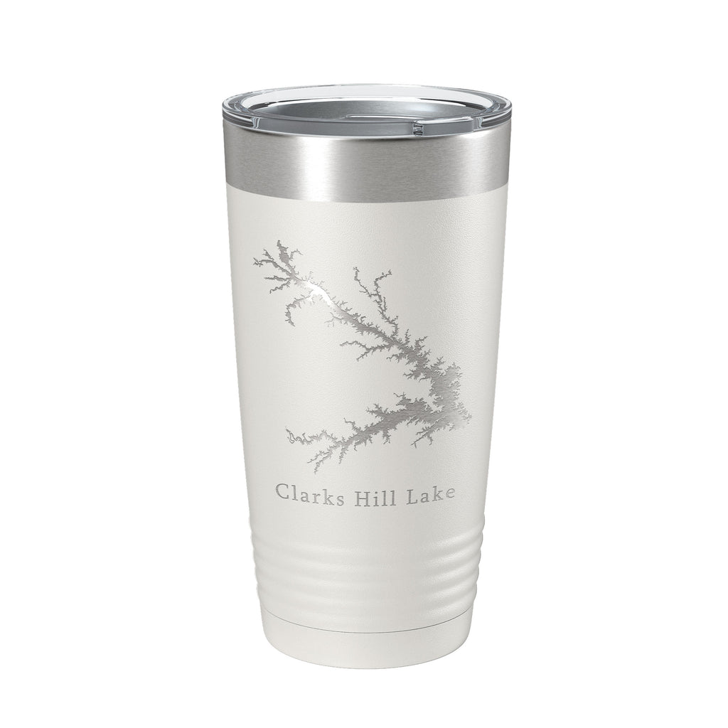 Clarks Hill Lake Map Tumbler Travel Mug Insulated Laser Engraved Coffee Cup J. Strom Thurmond Reservoir GA SC 20 oz