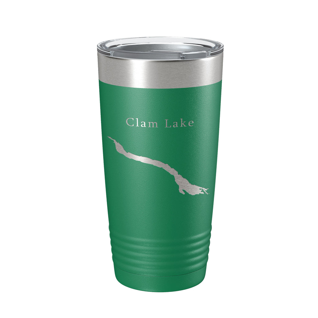 Clam Lake Map Tumbler Travel Mug Insulated Laser Engraved Coffee Cup Michigan 20 oz