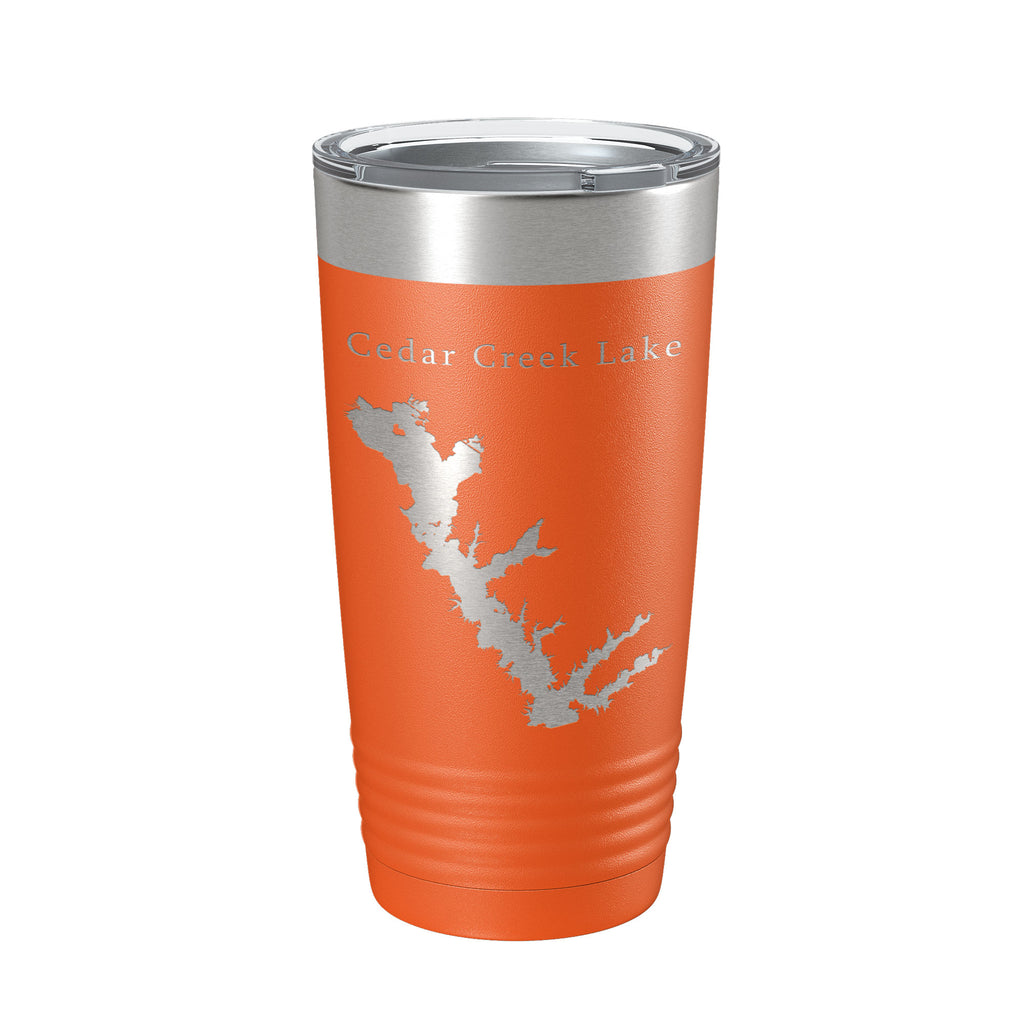 Cedar Creek Lake Reservoir Map Tumbler Travel Mug Insulated Laser Engraved Coffee Cup Texas 20 oz