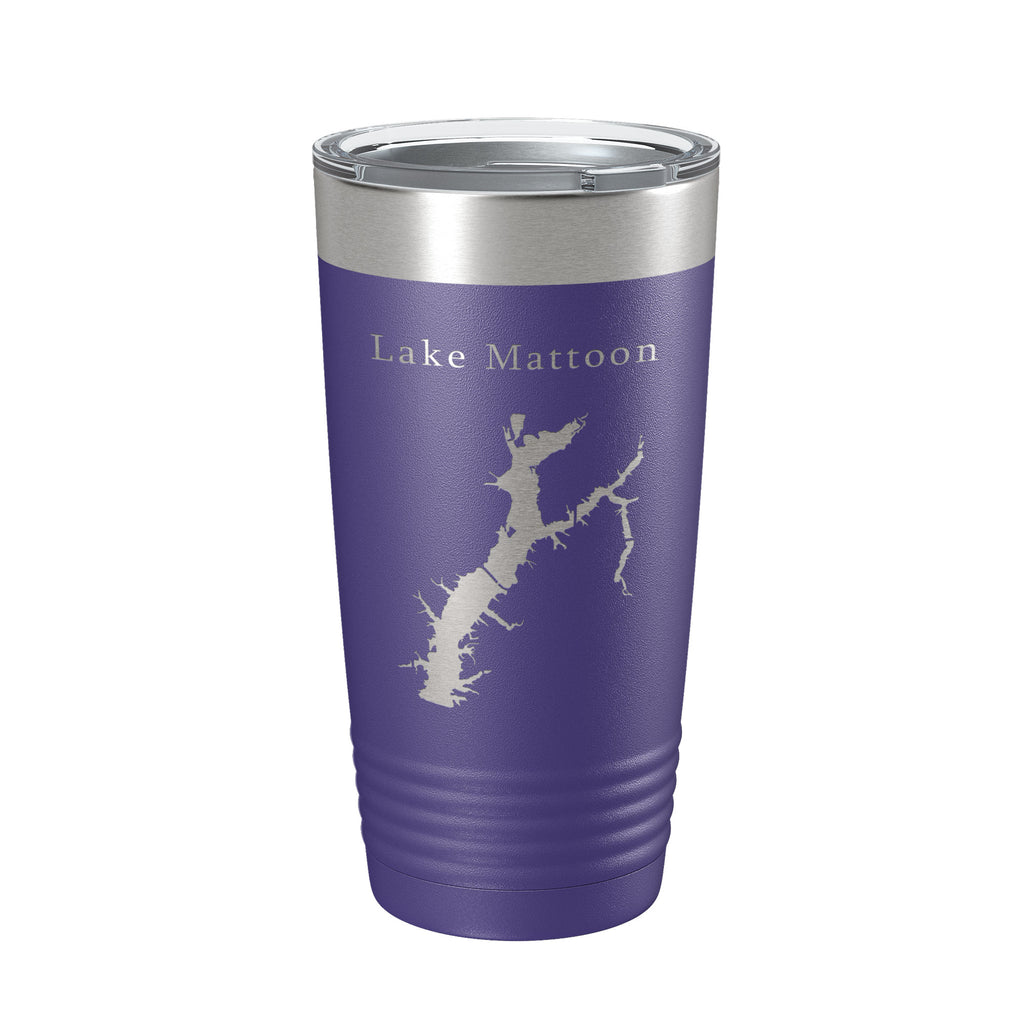 Lake Mattoon Map Tumbler Travel Mug Insulated Laser Engraved Coffee Cup Illinois 20 oz