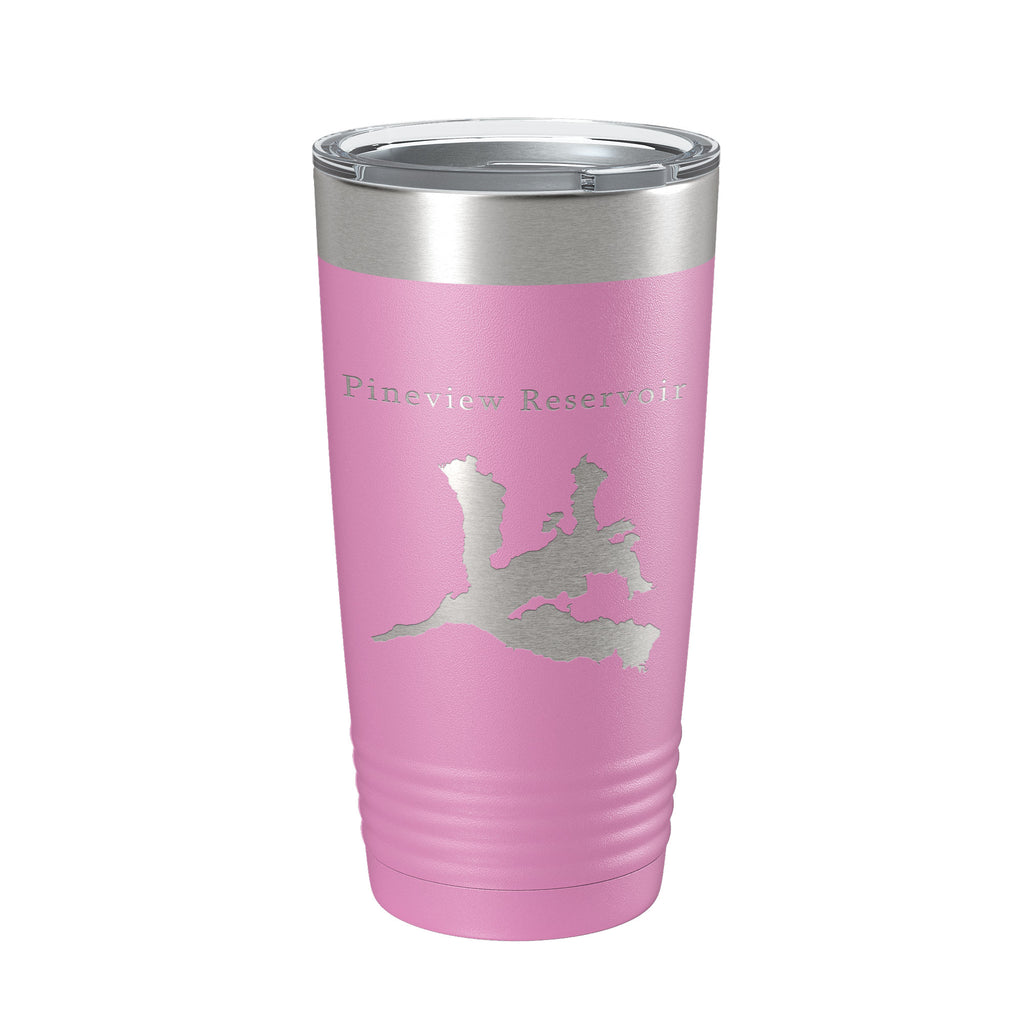 Pineview Reservoir Tumbler Lake Map Travel Mug Insulated Laser Engraved Coffee Cup Utah 20 oz