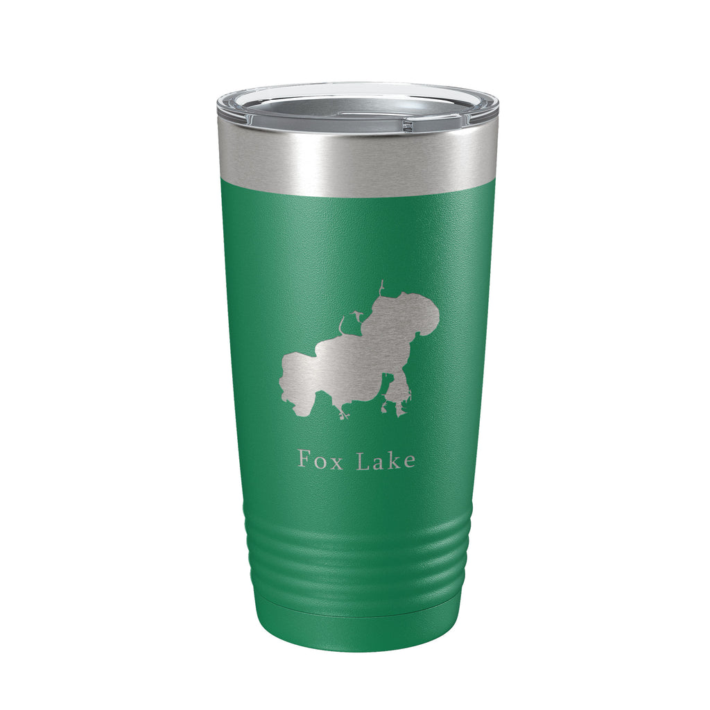 Fox Lake Map Tumbler Travel Mug Insulated Laser Engraved Coffee Cup Illinois 20 oz