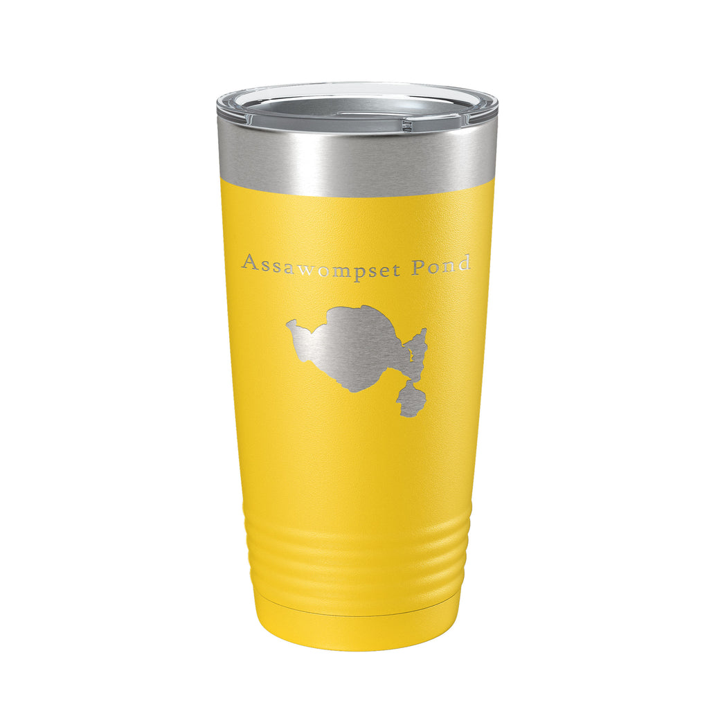Assawompset Pond Tumbler Lake Map Travel Mug Insulated Laser Engraved Coffee Cup Massachusetts 20 oz