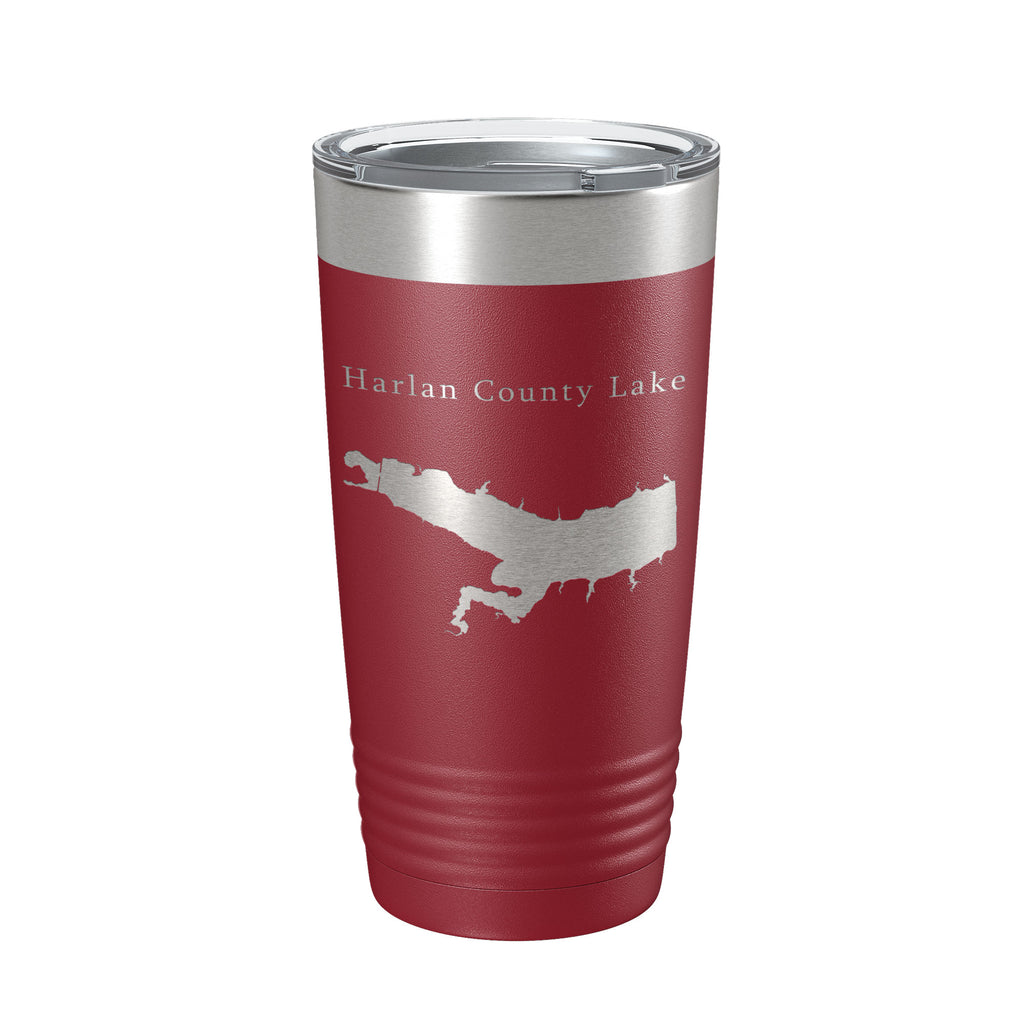 Harlan County Lake Map Tumbler Travel Mug Insulated Laser Engraved Coffee Cup Nebraska 20 oz