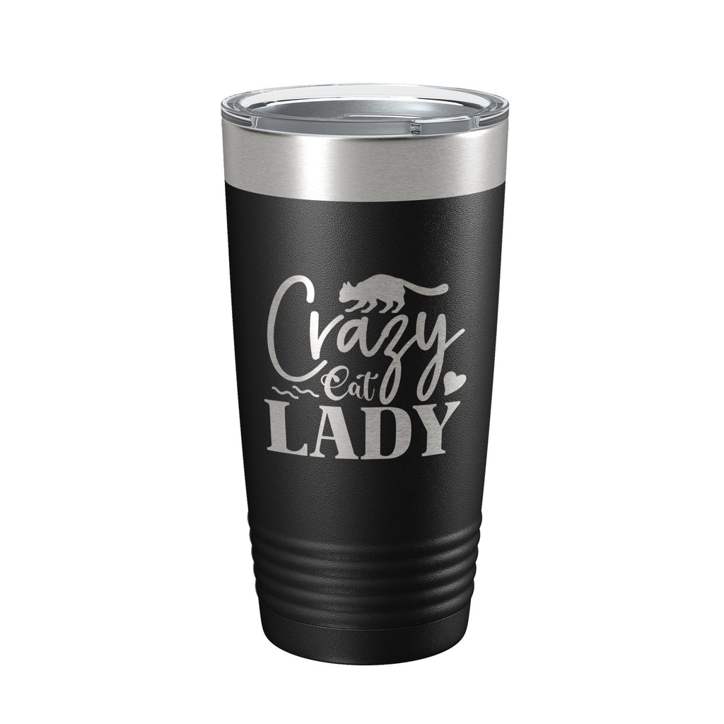 Crazy Cat Lady Tumbler Travel Mug Funny Cat Lover Gift Insulated Laser Engraved Coffee Cup 20 oz