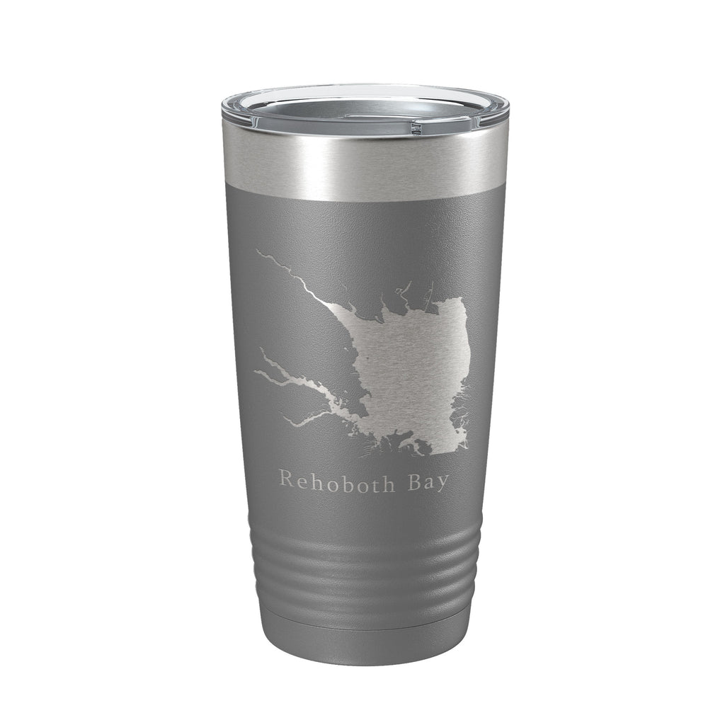 Rehoboth Bay Tumbler Lake Map Travel Mug Insulated Laser Engraved Coffee Cup Delaware 20 oz