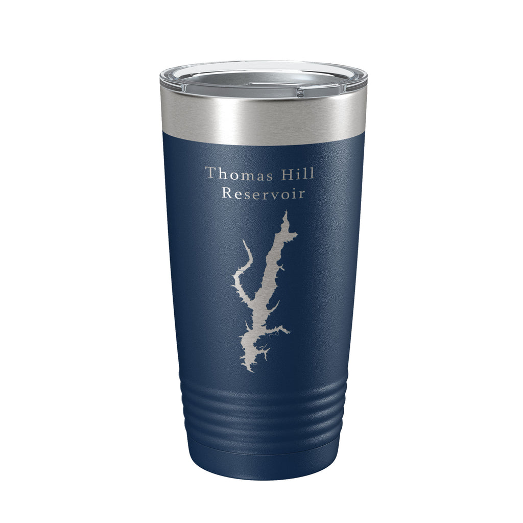 Thomas Hill Reservoir Tumbler Lake Map Travel Mug Insulated Laser Engraved Coffee Cup Missouri 20 oz
