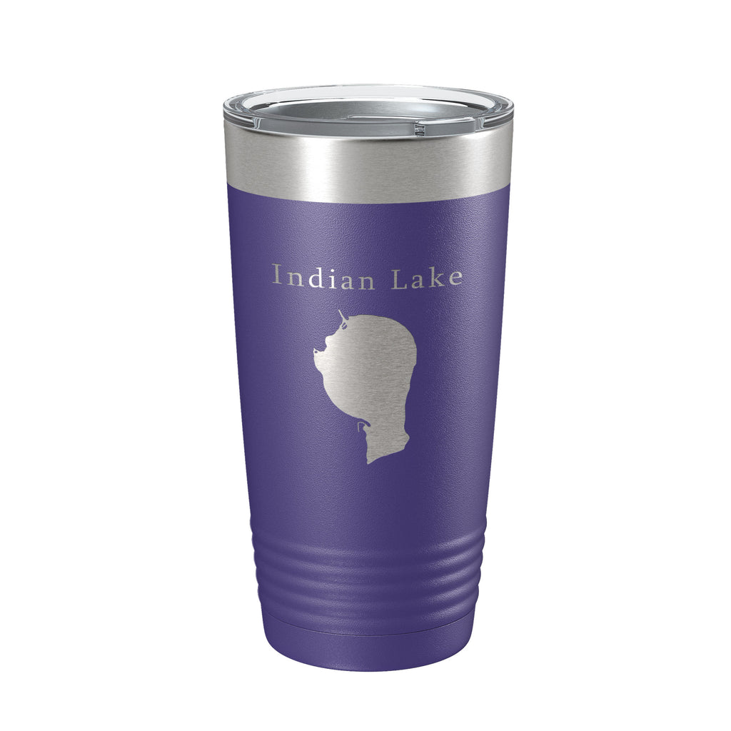 Indian Lake Map Tumbler Travel Mug Insulated Laser Engraved Coffee Cup Silver Creek Township Michigan 20 oz