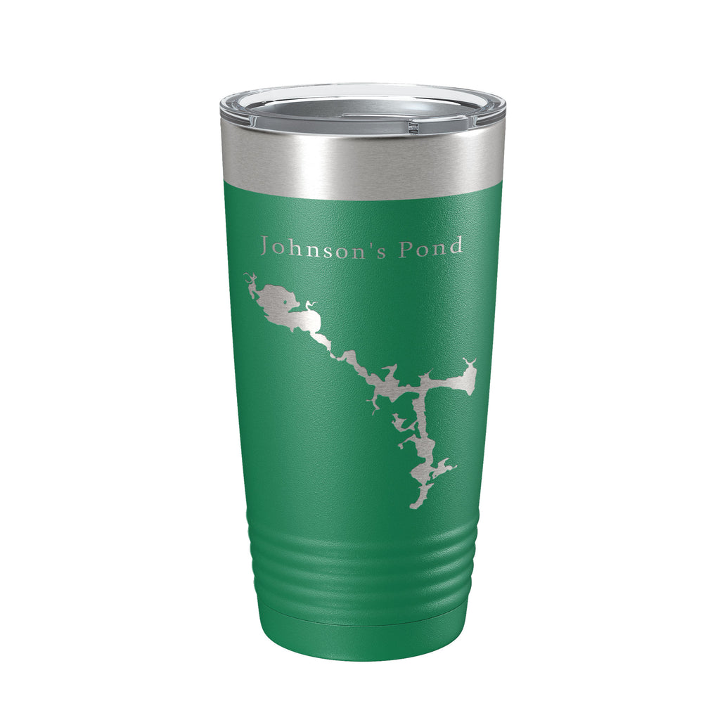 Johnson's Pond Tumbler Lake Map Travel Mug Insulated Laser Engraved Coffee Cup Rhode Island 20 oz