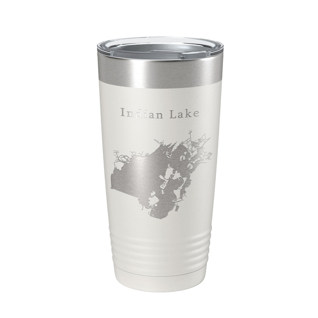 Indian Lake Map Tumbler Travel Mug Insulated Laser Engraved Coffee Cup Ohio 20 oz