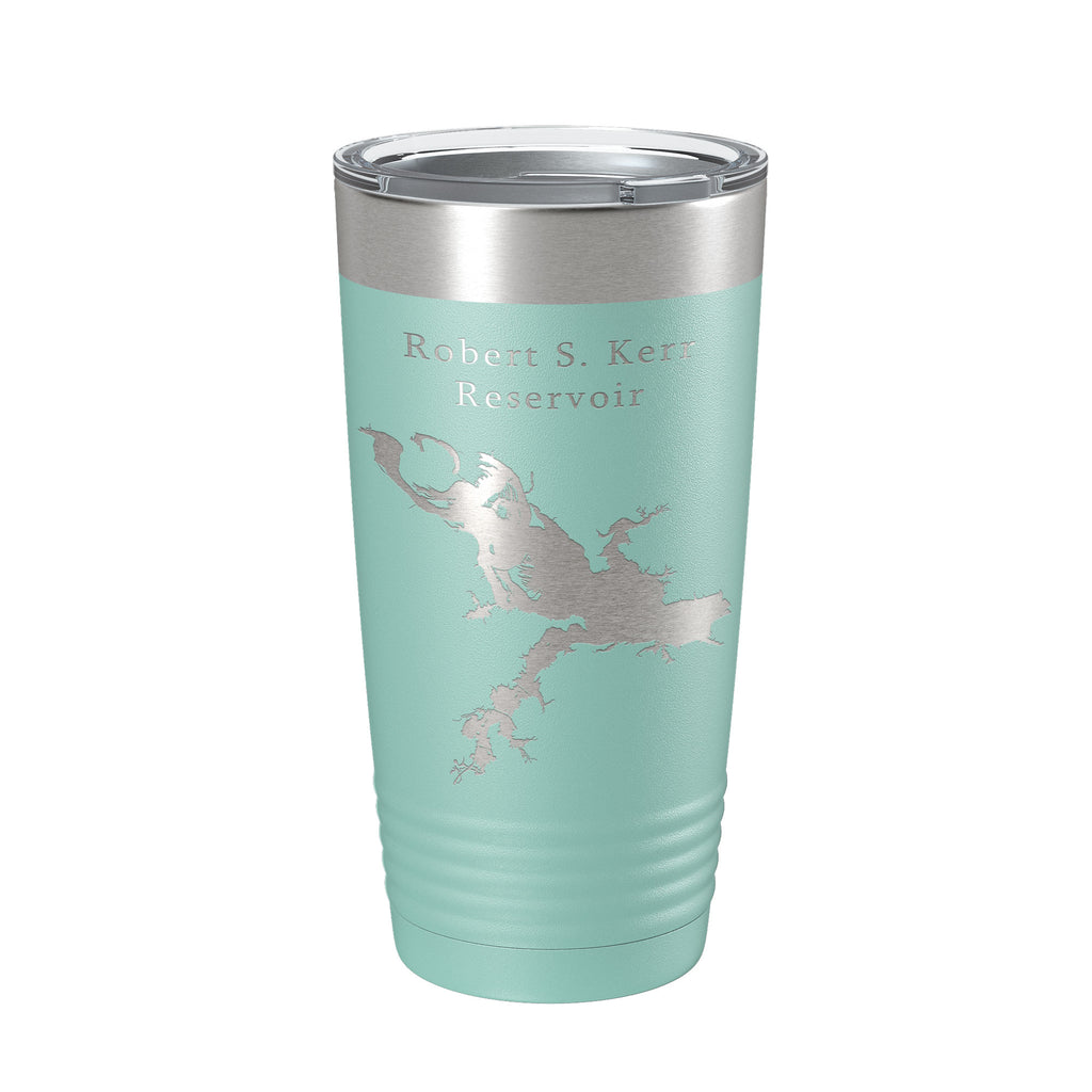 Robert S. Kerr Reservoir Tumbler Lake Map Travel Mug Insulated Laser Engraved Coffee Cup Oklahoma 20 oz