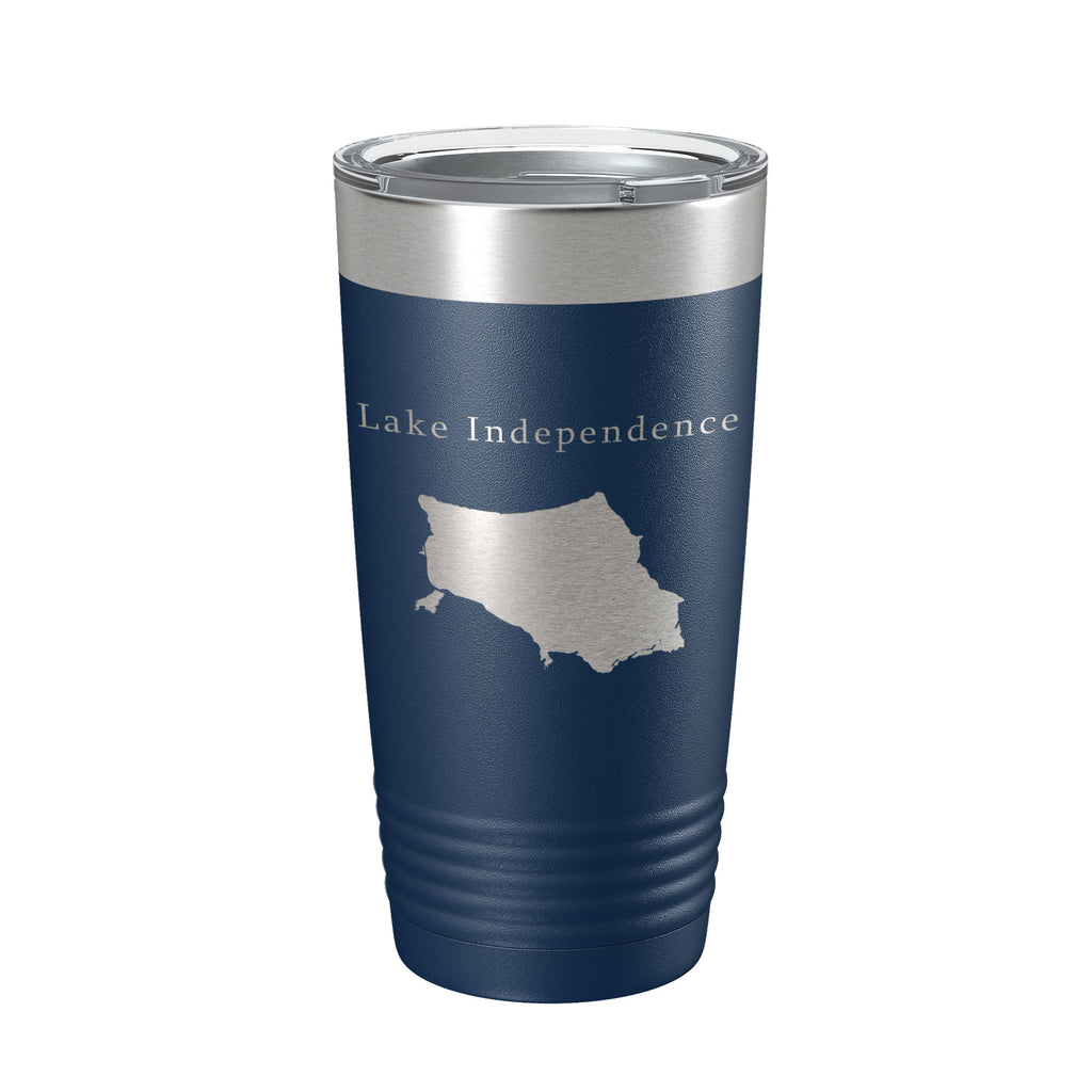 Lake Independence Map Tumbler Travel Mug Insulated Laser Engraved Coffee Cup Michigan 20 oz