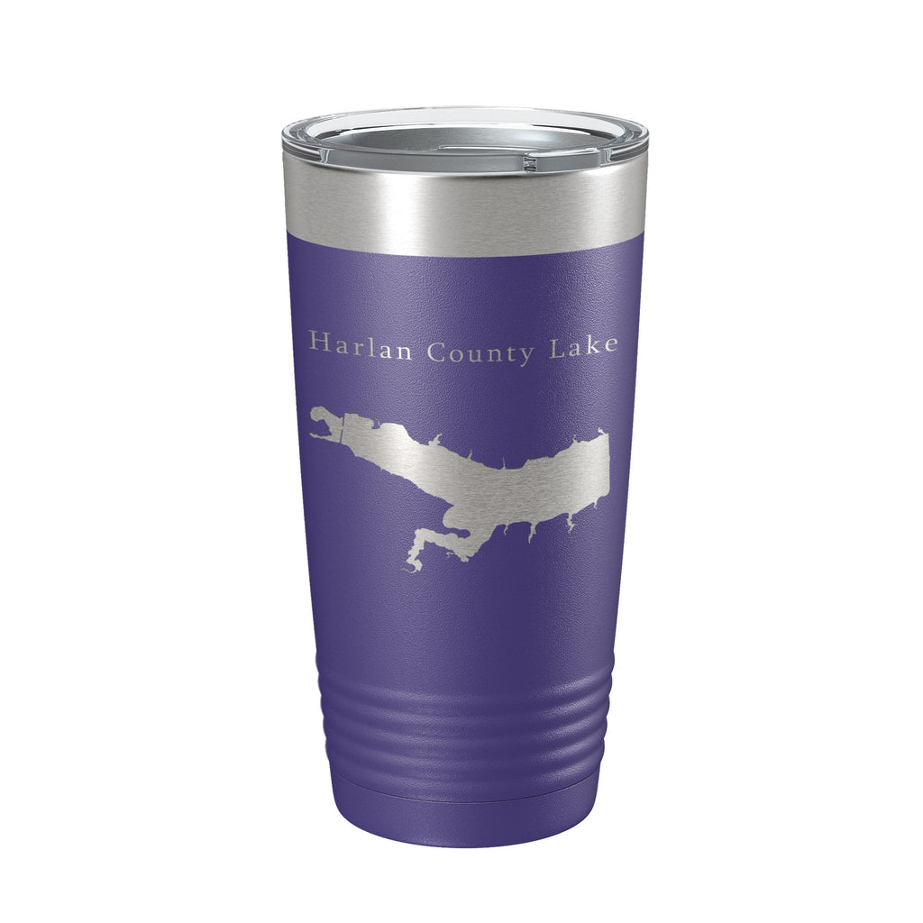 Harlan County Lake Map Tumbler Travel Mug Insulated Laser Engraved Coffee Cup Nebraska 20 oz