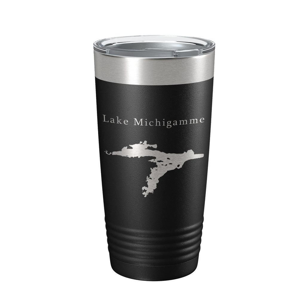 Lake Michigamme Map Tumbler Travel Mug Insulated Laser Engraved Coffee Cup Michigan 20 oz