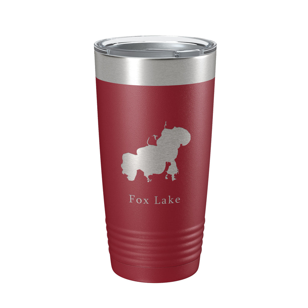 Fox Lake Map Tumbler Travel Mug Insulated Laser Engraved Coffee Cup Illinois 20 oz