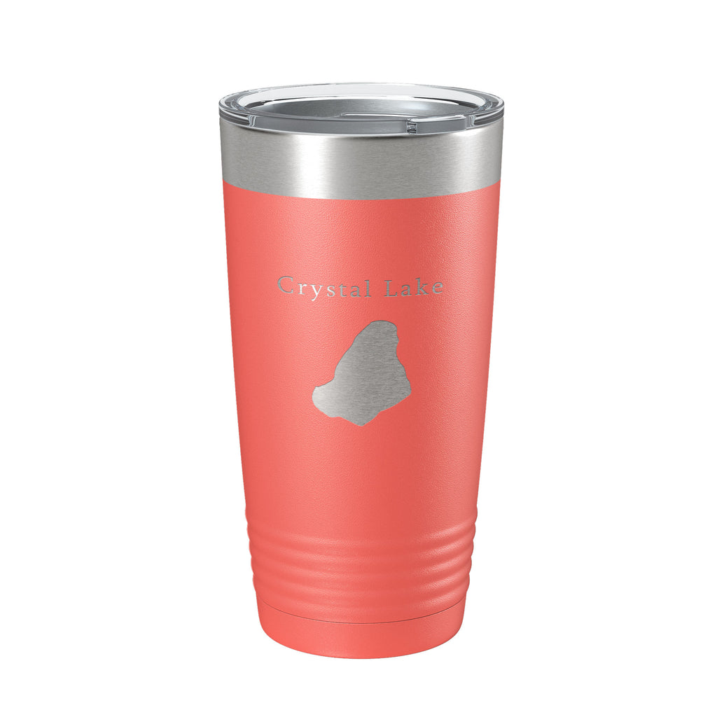 Crystal Lake Map Tumbler Travel Mug Insulated Laser Engraved Coffee Cup Massachusetts 20 oz