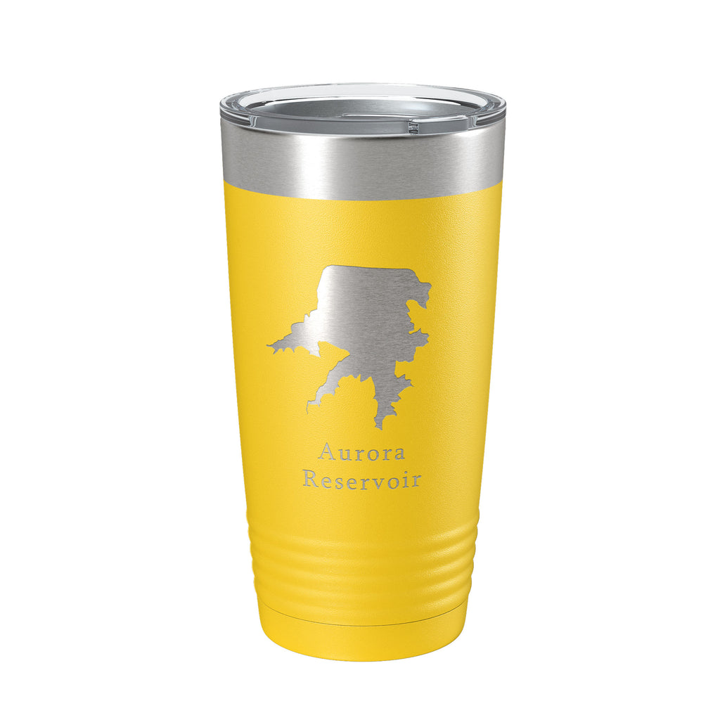 Aurora Reservoir Tumbler Lake Map Travel Mug Insulated Laser Engraved Coffee Cup Colorado 20 oz