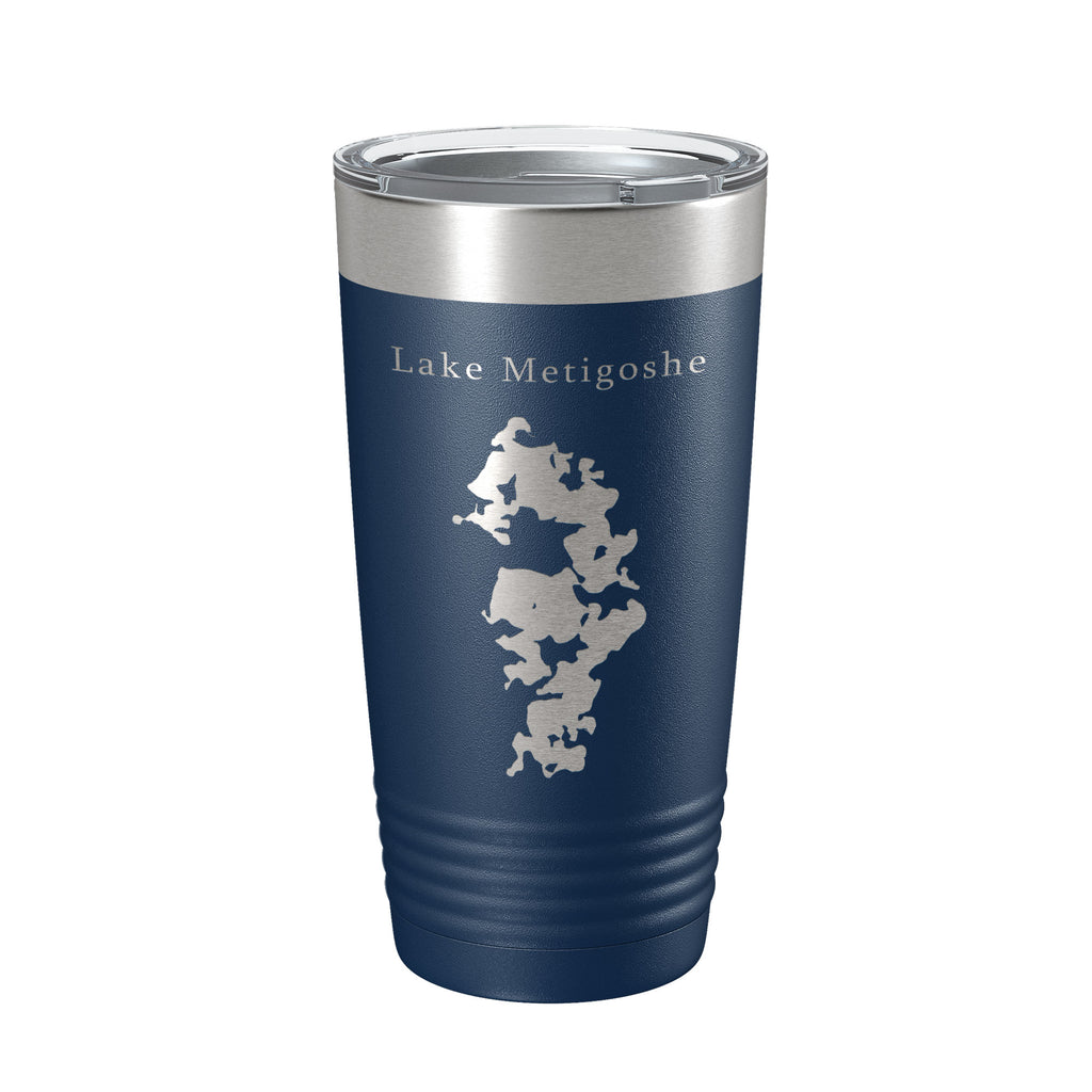 Lake Metigoshe Map Tumbler Travel Mug Insulated Laser Engraved Coffee Cup North Dakota 20 oz