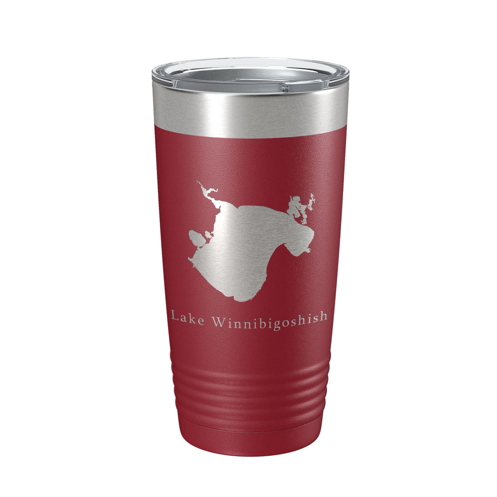 Lake Winnibigoshish Map Tumbler Travel Mug Insulated Laser Engraved Coffee Cup Minnesota 20 oz