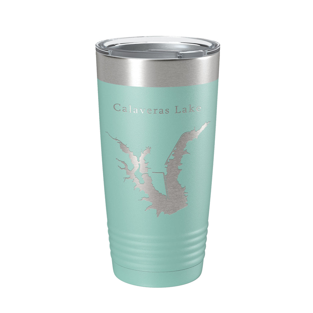 Calaveras Lake Map Tumbler Travel Mug Insulated Laser Engraved Coffee Cup Texas 20 oz